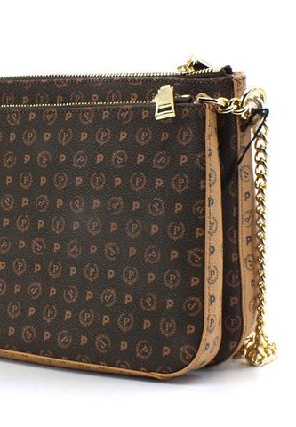 POLLINI Borsa Tracolla Shoulder Bag Loghi Marrone Crema TE8469PP0DQ5330A - Sandrini Calzature e Abbigliamento