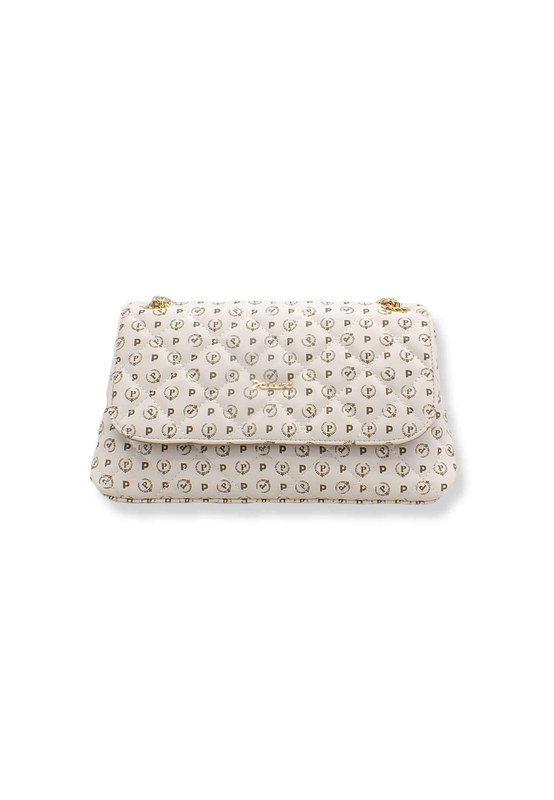 POLLINI Borsa Tracolla Shoulder Bag Loghi Matelassè Bianco Avorio TE8473PP0EQ2210A - Sandrini Calzature e Abbigliamento