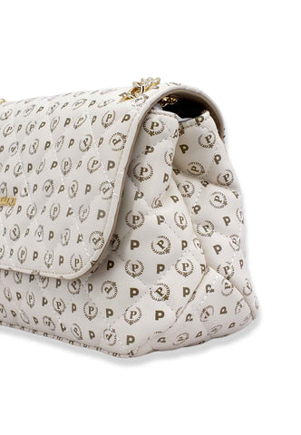 POLLINI Borsa Tracolla Shoulder Bag Loghi Matelassè Bianco Avorio TE8473PP0EQ2210A - Sandrini Calzature e Abbigliamento