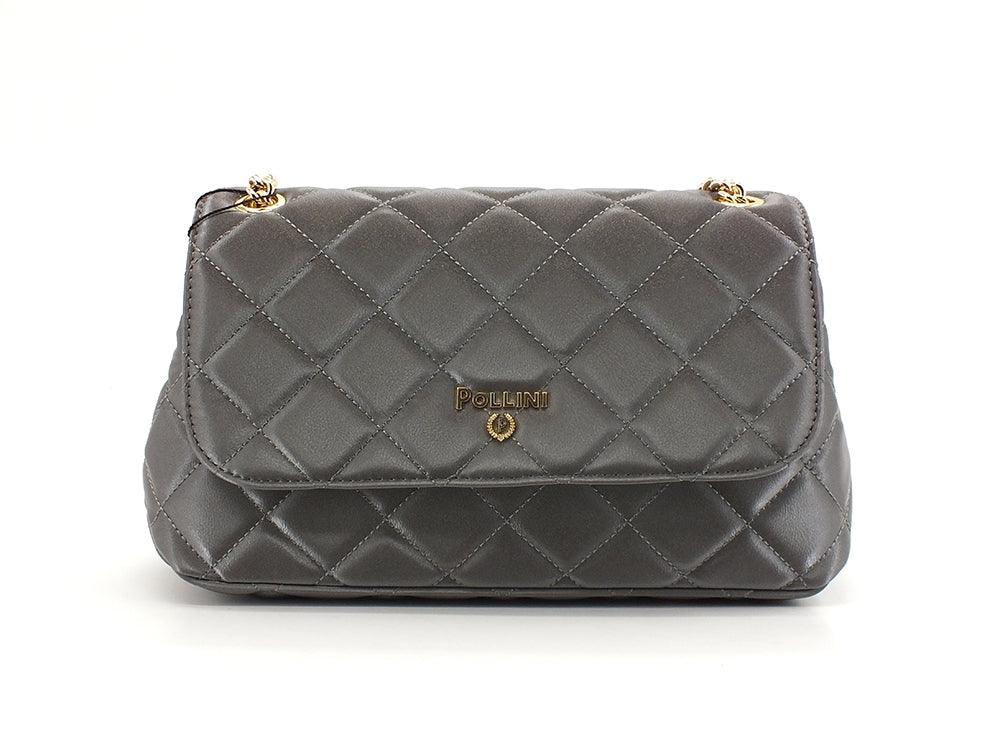 POLLINI Crossbody Flap Borsa Laminated Grigio Fumo SC4501PP0DSE0022 - Sandrini Calzature e Abbigliamento