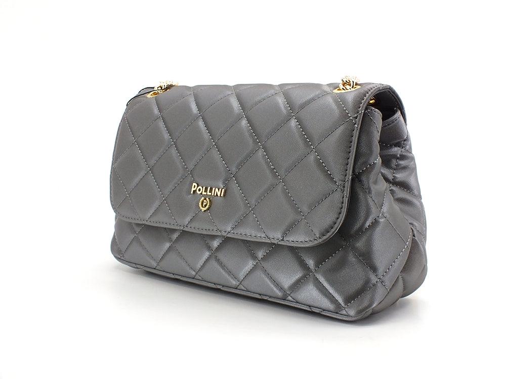 POLLINI Crossbody Flap Borsa Laminated Grigio Fumo SC4501PP0DSE0022 - Sandrini Calzature e Abbigliamento
