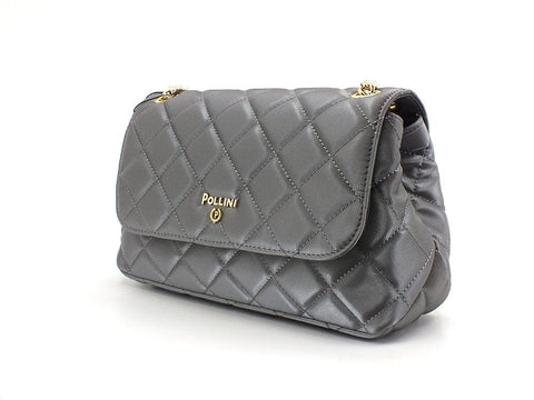 POLLINI Crossbody Flap Borsa Laminated Grigio Fumo SC4501PP0DSE0022 - Sandrini Calzature e Abbigliamento