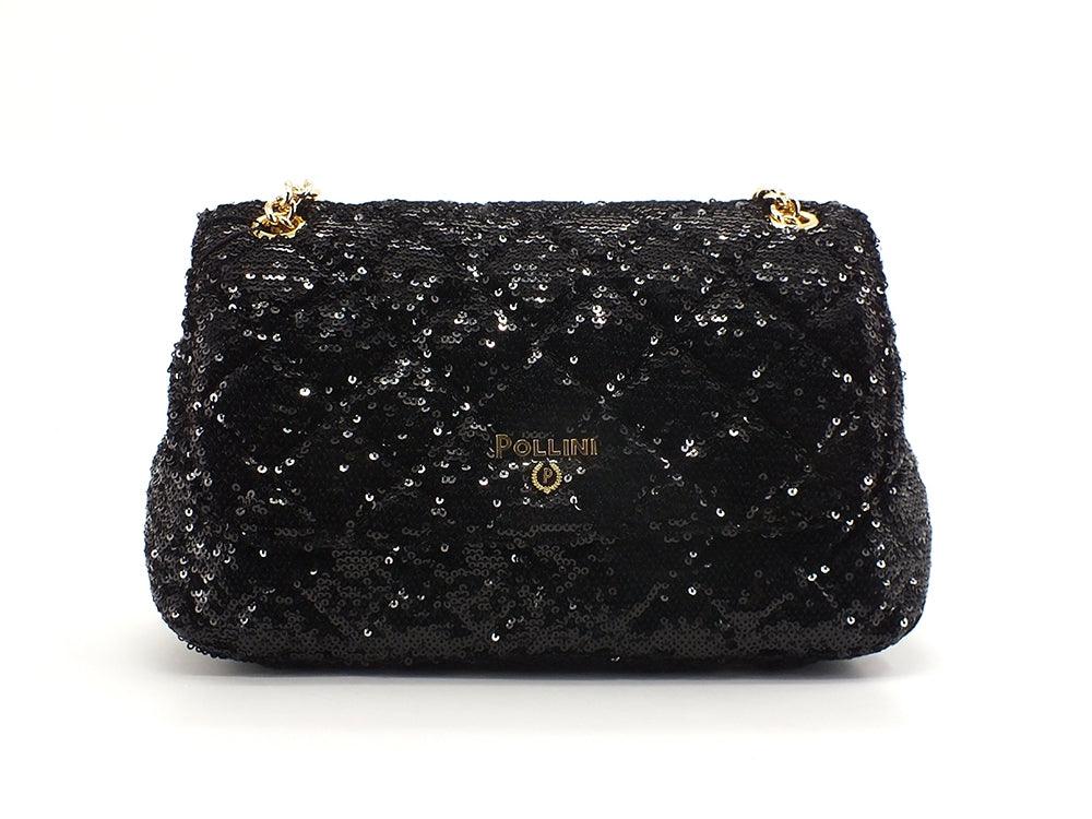 POLLINI Crossbody Flap Borsa Pailettes Nero SC4501PP0DSD100A - Sandrini Calzature e Abbigliamento