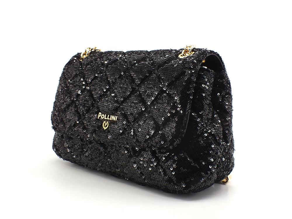 POLLINI Crossbody Flap Borsa Pailettes Nero SC4501PP0DSD100A - Sandrini Calzature e Abbigliamento