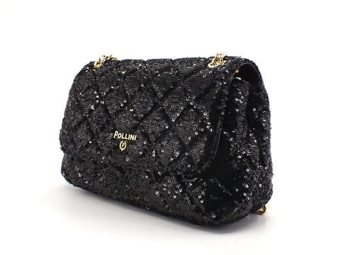 POLLINI Crossbody Flap Borsa Pailettes Nero SC4501PP0DSD100A - Sandrini Calzature e Abbigliamento