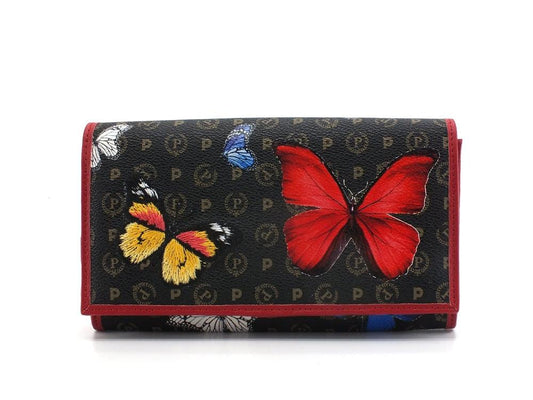 POLLINI Portafoglio Bottone Loghi Butterlfly Nero Multicolor TE9000PP02Q4600A - Sandrini Calzature e Abbigliamento