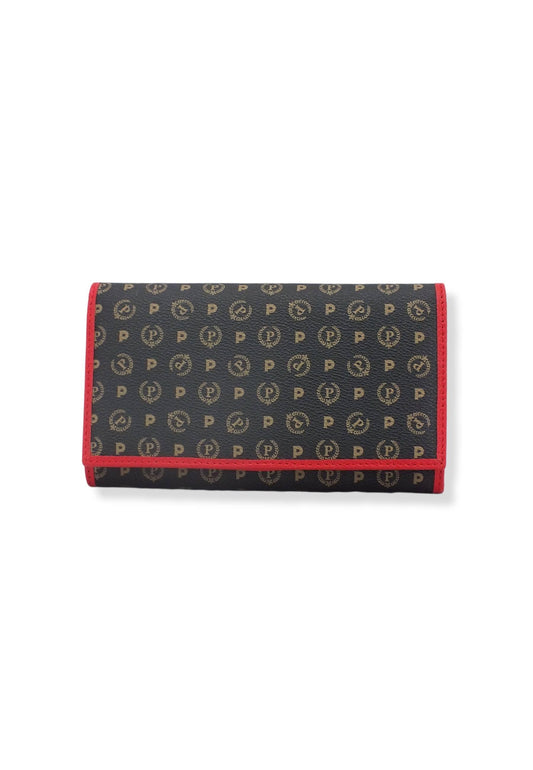POLLINI Portafoglio Donna Loghi Bottone Nero Rosso TE9000PP02Q1100B - Sandrini Calzature e Abbigliamento