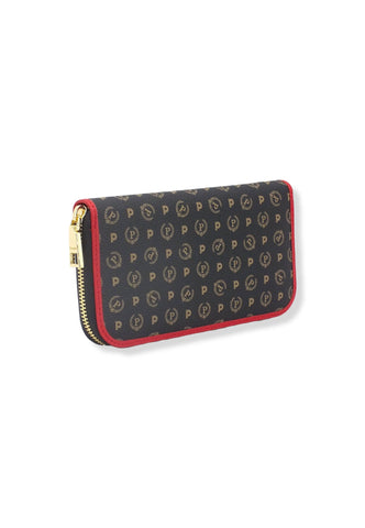 POLLINI Portafoglio Donna Zip Around Loghi Nero Rosso TE9001PP02Q1100B - Sandrini Calzature e Abbigliamento