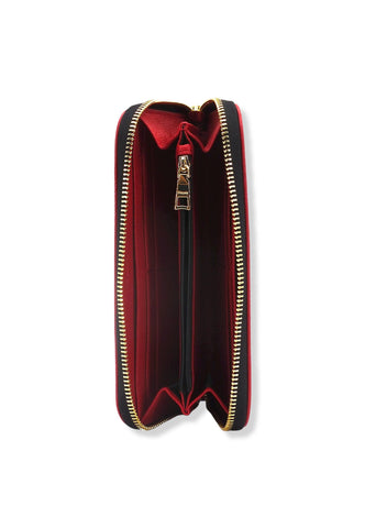 POLLINI Portafoglio Donna Zip Around Loghi Nero Rosso TE9001PP02Q1100B - Sandrini Calzature e Abbigliamento
