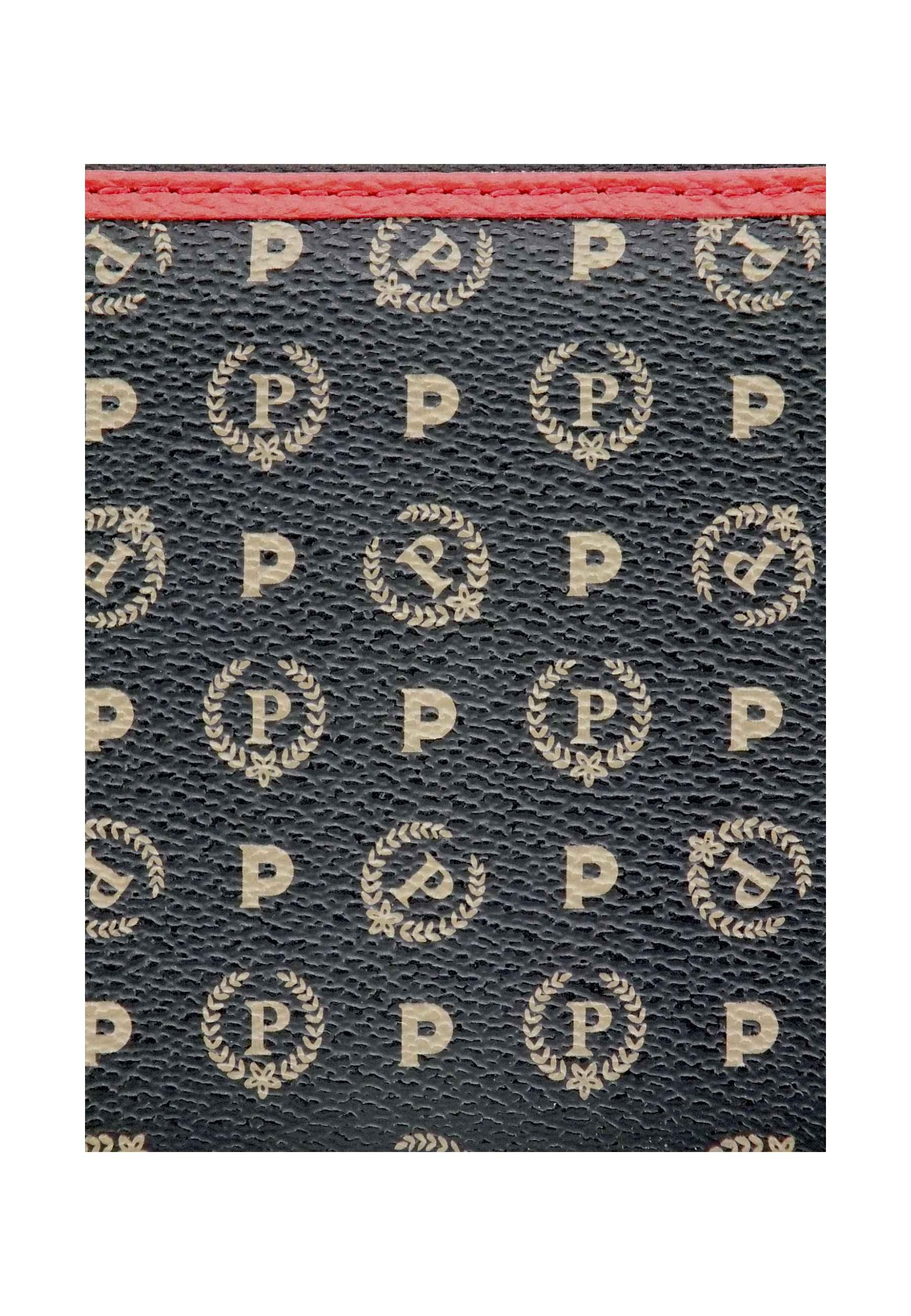 POLLINI Portafoglio Donna Zip Around Loghi Nero Rosso TE9001PP02Q1100B - Sandrini Calzature e Abbigliamento