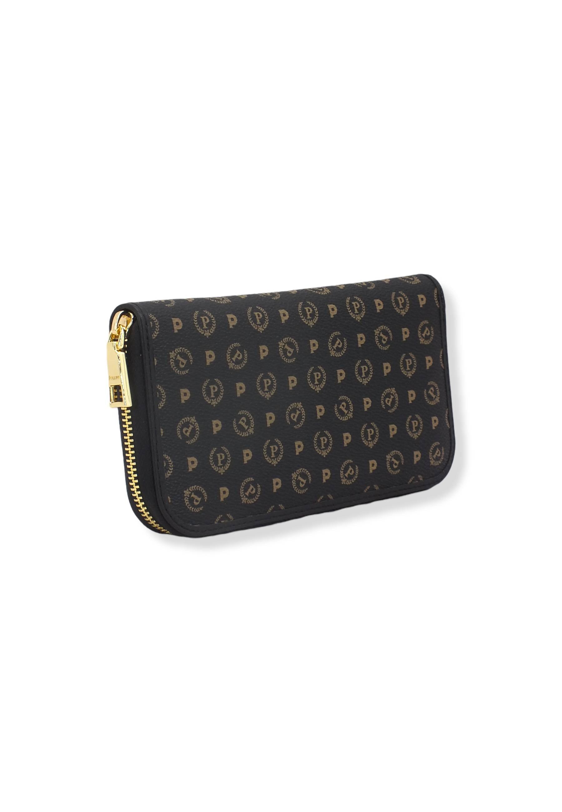 POLLINI Portafoglio Donna Zip Around Loghi Nero TE9001PP02Q1100A - Sandrini Calzature e Abbigliamento