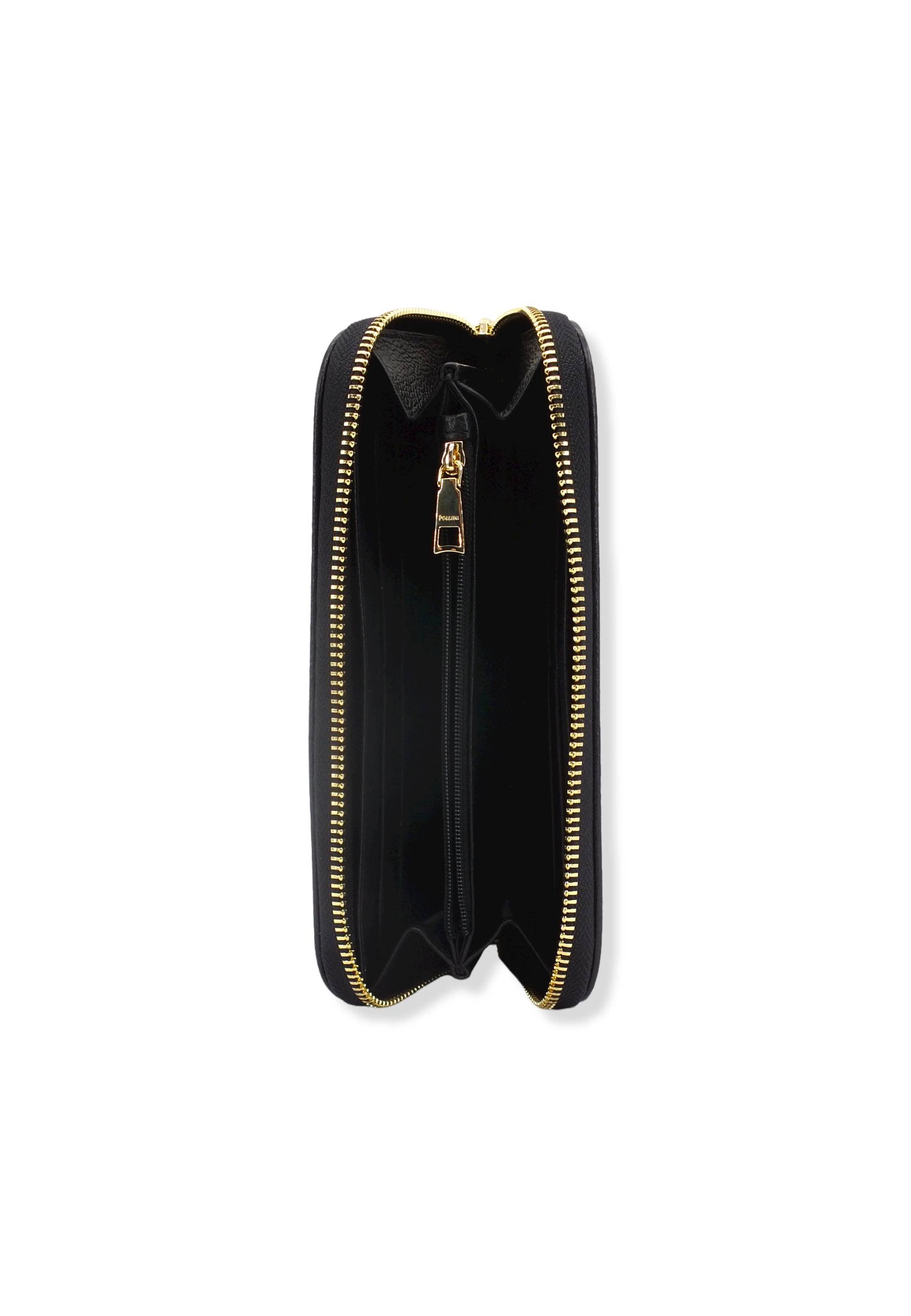 POLLINI Portafoglio Donna Zip Around Loghi Nero TE9001PP02Q1100A - Sandrini Calzature e Abbigliamento