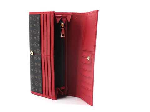 POLLINI Portafoglio Loghi Printed Nero Rosso TE9000PP02Q1100B - Sandrini Calzature e Abbigliamento