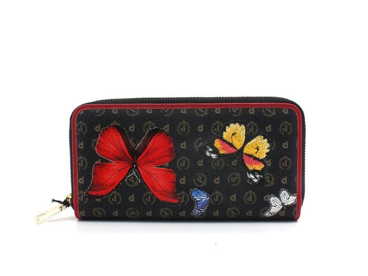 POLLINI Portafoglio Zip Around Loghi Butterfly Nero Multicolor TE9012PP0DQ4600A - Sandrini Calzature e Abbigliamento