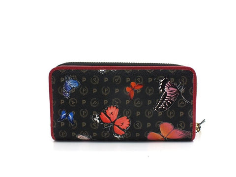 POLLINI Portafoglio Zip Around Loghi Butterfly Nero Multicolor TE9012PP0DQ4600A - Sandrini Calzature e Abbigliamento
