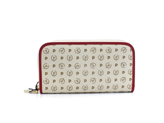 POLLINI Portafoglio Zip Around Loghi Printed Avorio Rosso TE9001PP02Q1110B - Sandrini Calzature e Abbigliamento