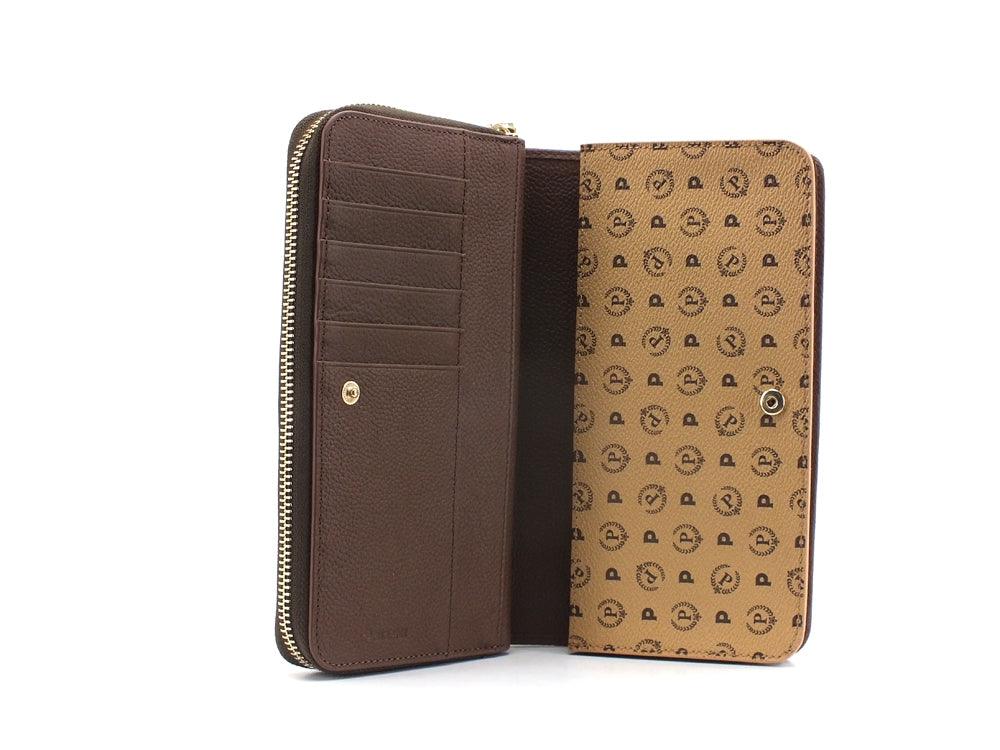 POLLINI Portafoglio Zip Loghi Printed Marrone TE9012PP0DQ5330A - Sandrini Calzature e Abbigliamento