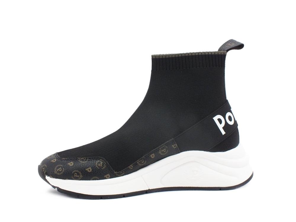 POLLINI Sneaker Elastic Sock Calza Loghi Nero TA15125G0DQ10000 - Sandrini Calzature e Abbigliamento