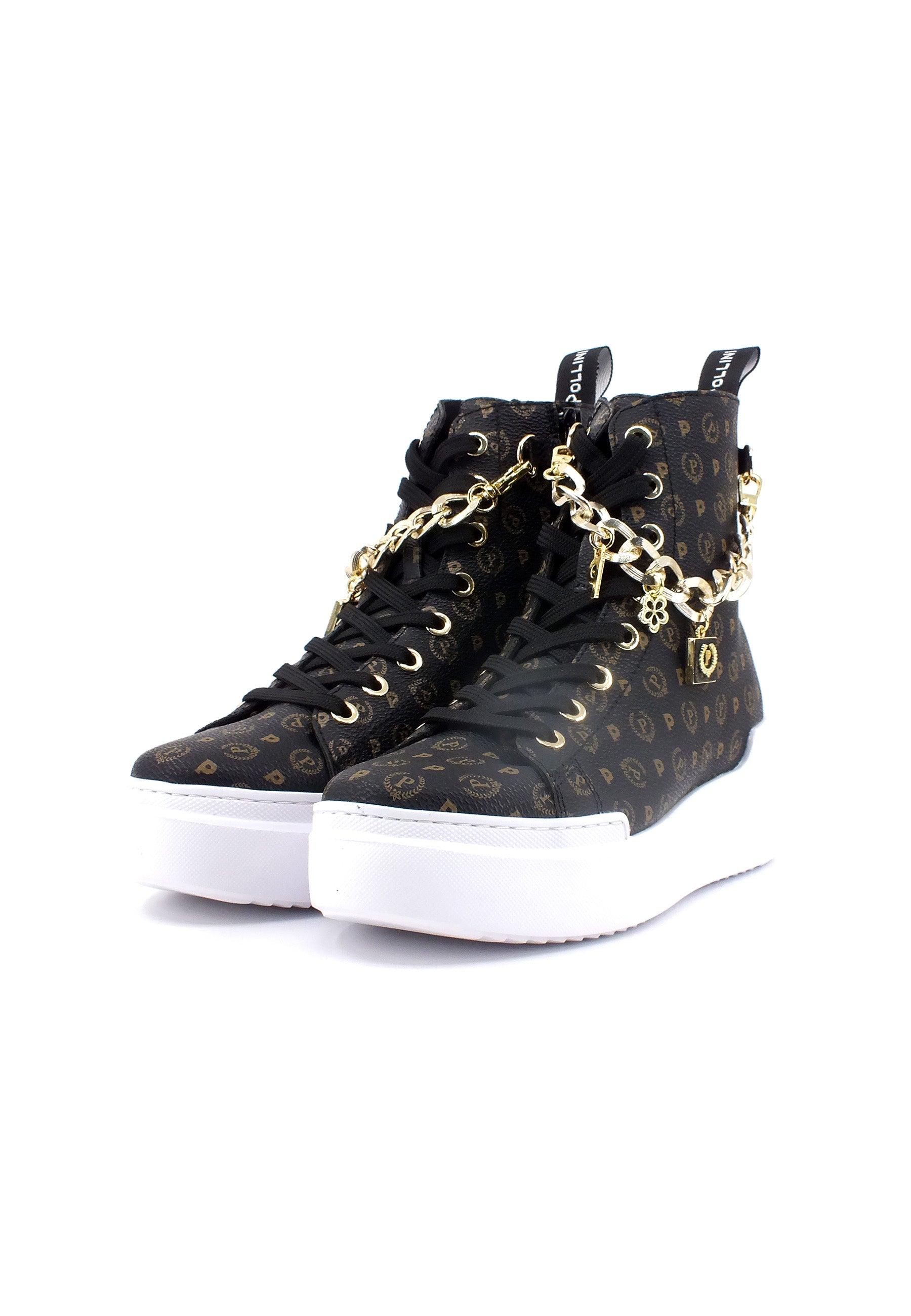 POLLINI Sneaker Hi Donna Nero TA15174G0DQ110A - Sandrini Calzature e Abbigliamento