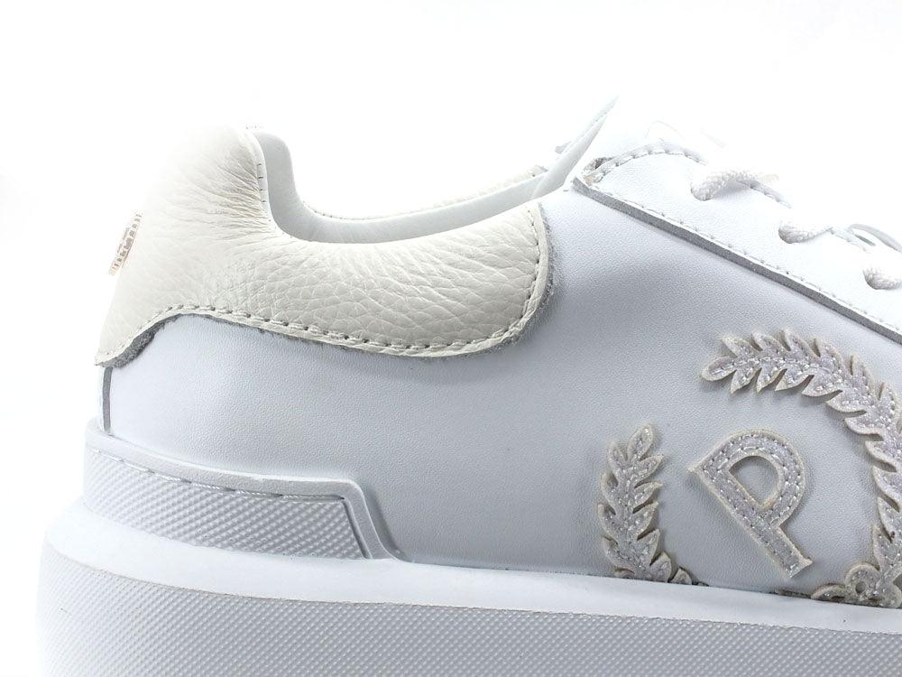 POLLINI Sneaker Platform Logo Glitter Bianco SA15014G0EXE110A - Sandrini Calzature e Abbigliamento