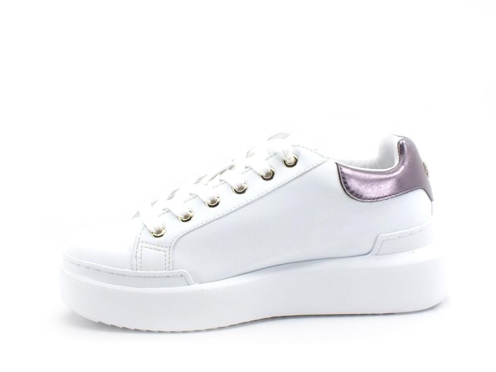 POLLINI Sneaker Retro Logo Strass Bianco Canna di Fucile SA15034G0DXB110B - Sandrini Calzature e Abbigliamento