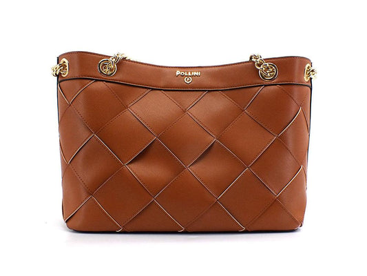 POLLINI Tote Clutch Logo Borsa Manici Marrone Terra SC4523PP0ESI0200 - Sandrini Calzature e Abbigliamento