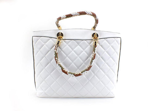 POLLINI Tote Quilted Logo Borsa Manici Bianco SC4555PP0ESB0100 - Sandrini Calzature e Abbigliamento