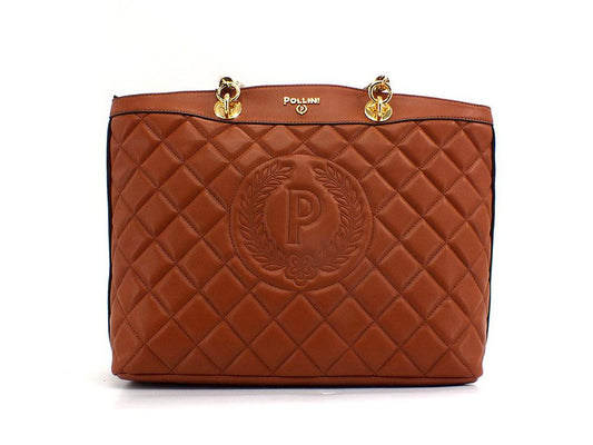 POLLINI Tote Quilted Logo Borsa Manici Marrone Terra SC4555PP0ESB0200 - Sandrini Calzature e Abbigliamento
