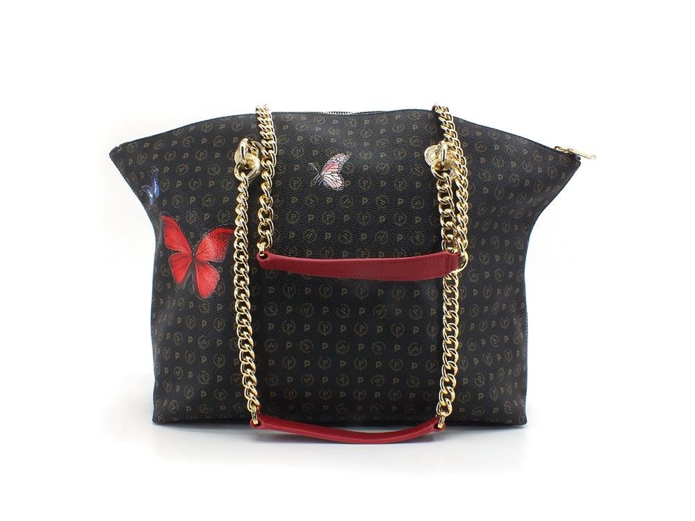 POLLINI Tote Zip Printed Butterfly Borsa Nero Multi TE8408PP02Q4600A - Sandrini Calzature e Abbigliamento