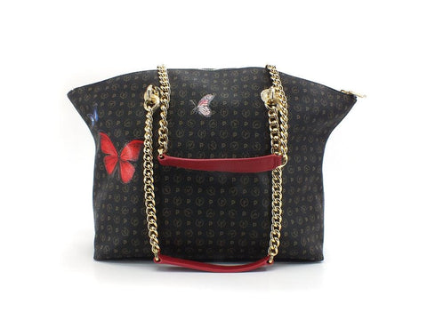 POLLINI Tote Zip Printed Butterfly Borsa Nero Multi TE8408PP02Q4600A - Sandrini Calzature e Abbigliamento