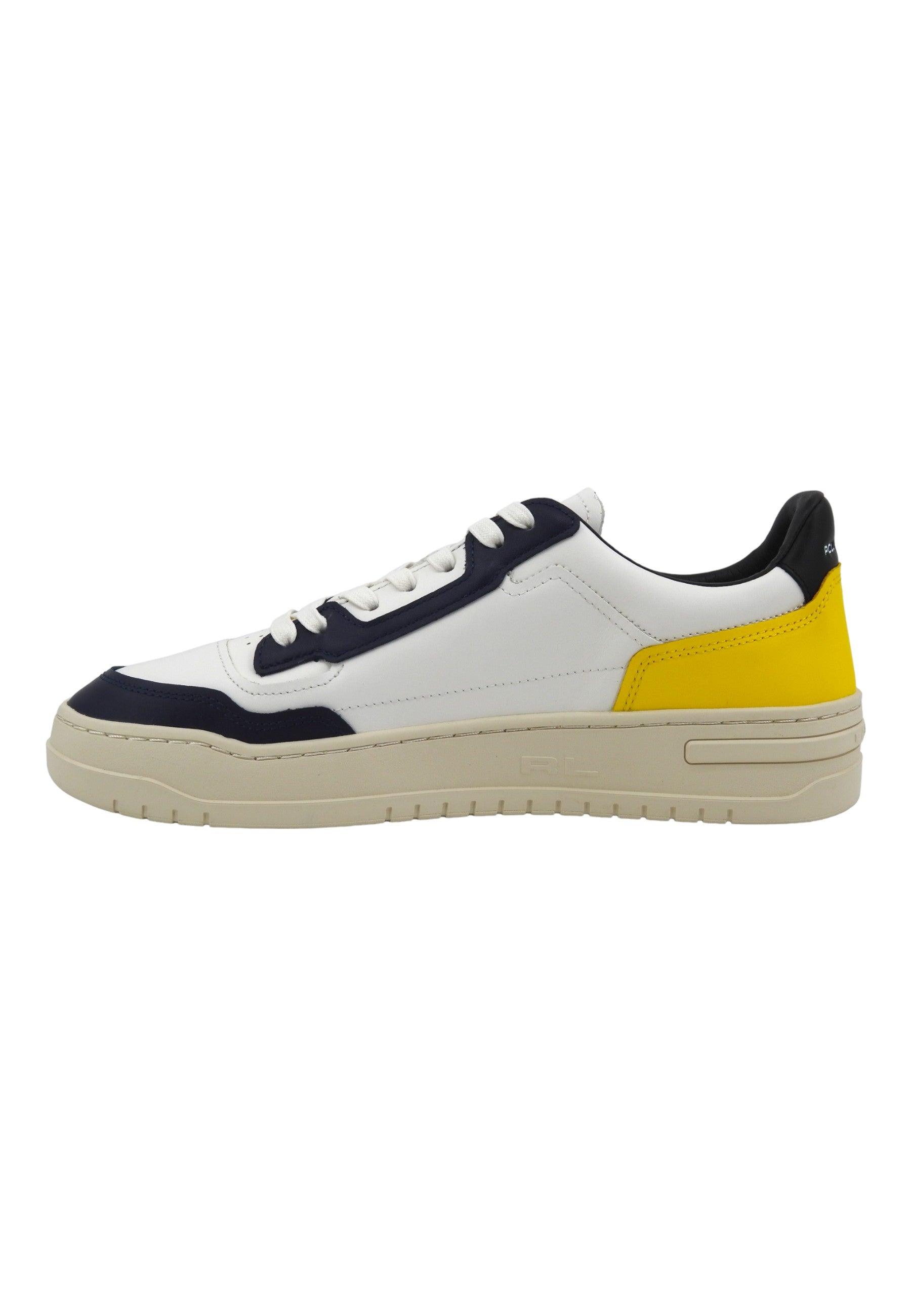 POLO RALPH LAUREN Sneaker Basket Uomo White Navy Yellow 809931902004 - Sandrini Calzature e Abbigliamento