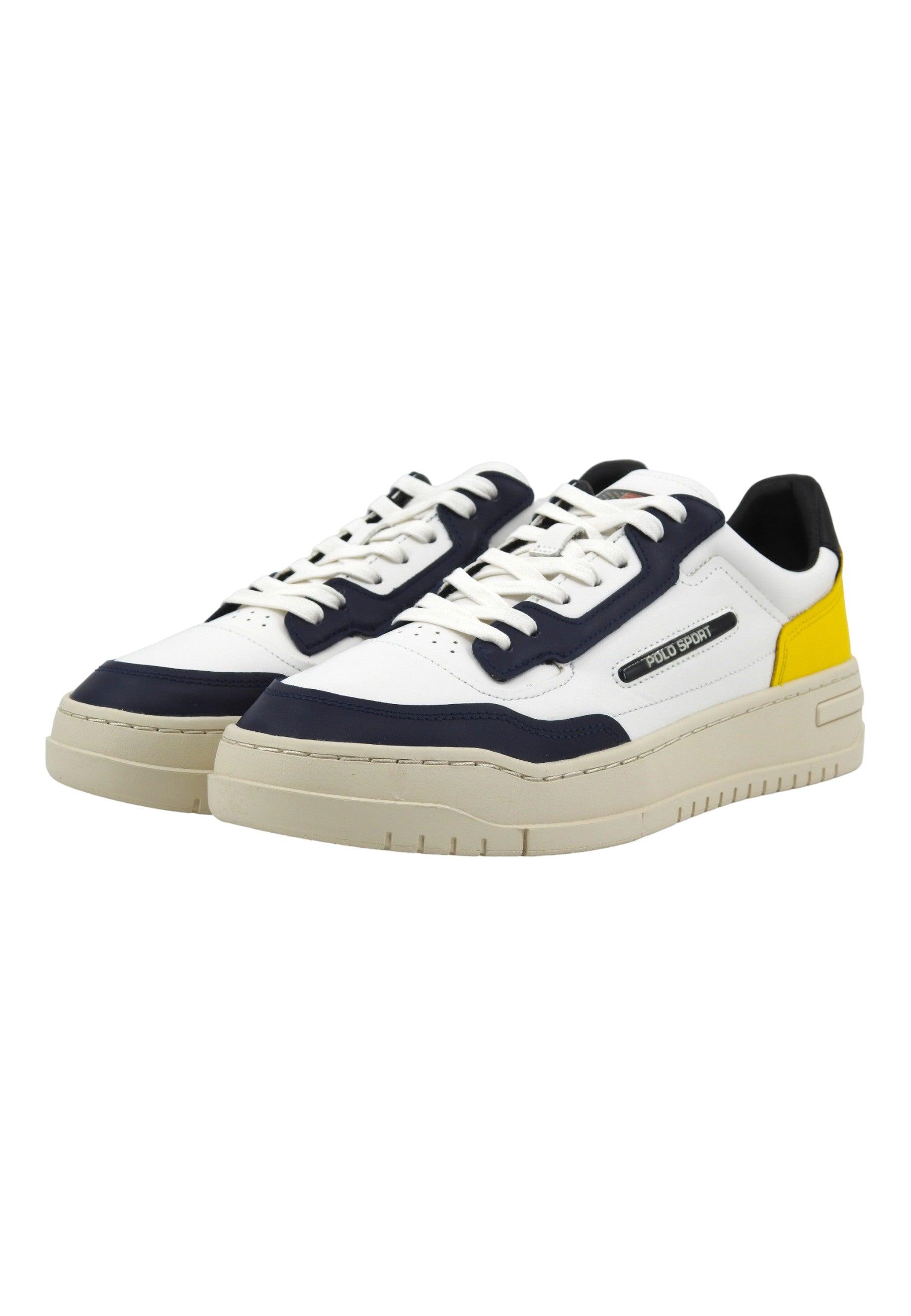 POLO RALPH LAUREN Sneaker Basket Uomo White Navy Yellow 809931902004 - Sandrini Calzature e Abbigliamento