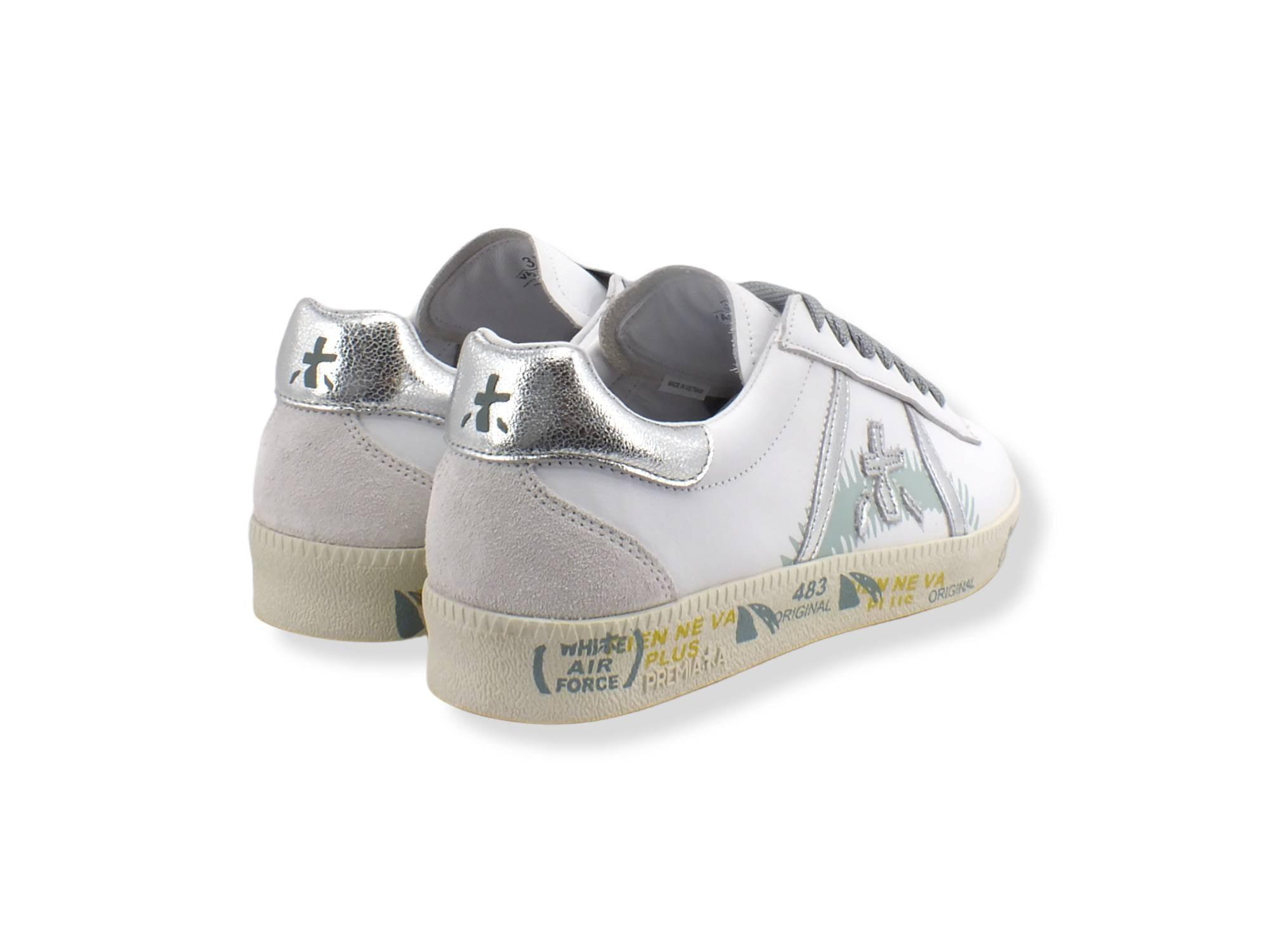 PREMIATA Andy Retro Lamè Suede Sneaker Donna White Silver ANDYD5601 - Sandrini Calzature e Abbigliamento