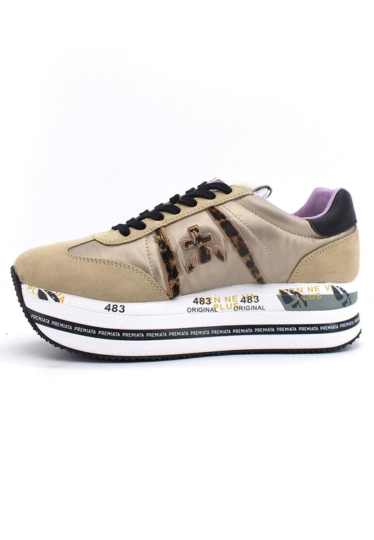 PREMIATA Beth Sneaker Platform Donna Lamè Beige Leopard BETH6018 - Sandrini Calzature e Abbigliamento