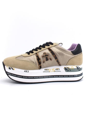 PREMIATA Beth Sneaker Platform Donna Lamè Beige Leopard BETH6018 - Sandrini Calzature e Abbigliamento
