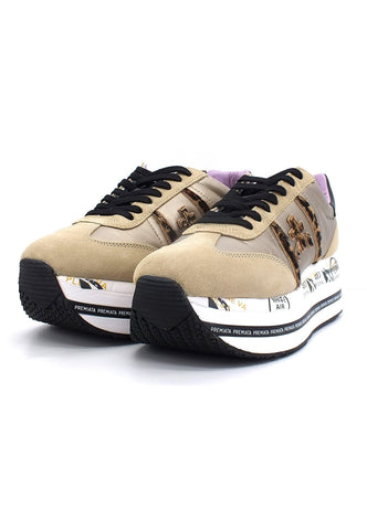 PREMIATA Beth Sneaker Platform Donna Lamè Beige Leopard BETH6018 - Sandrini Calzature e Abbigliamento