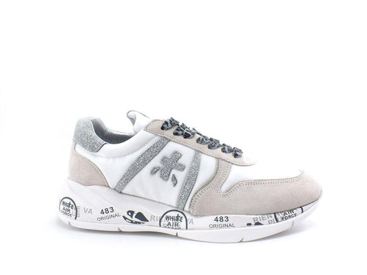 PREMIATA Layla Sneaker Suede Glitter White Silver LAYLA5655 - Sandrini Calzature e Abbigliamento