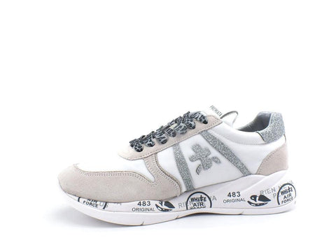 PREMIATA Layla Sneaker Suede Glitter White Silver LAYLA5655 - Sandrini Calzature e Abbigliamento