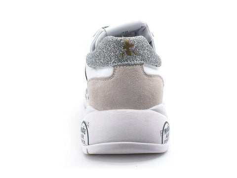PREMIATA Layla Sneaker Suede Glitter White Silver LAYLA5655 - Sandrini Calzature e Abbigliamento
