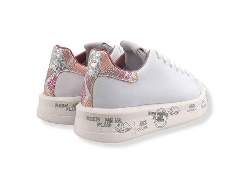 PREMIATA Platform Retro Paillettes Sneaker Donna White Rose BELLE5721 - Sandrini Calzature e Abbigliamento