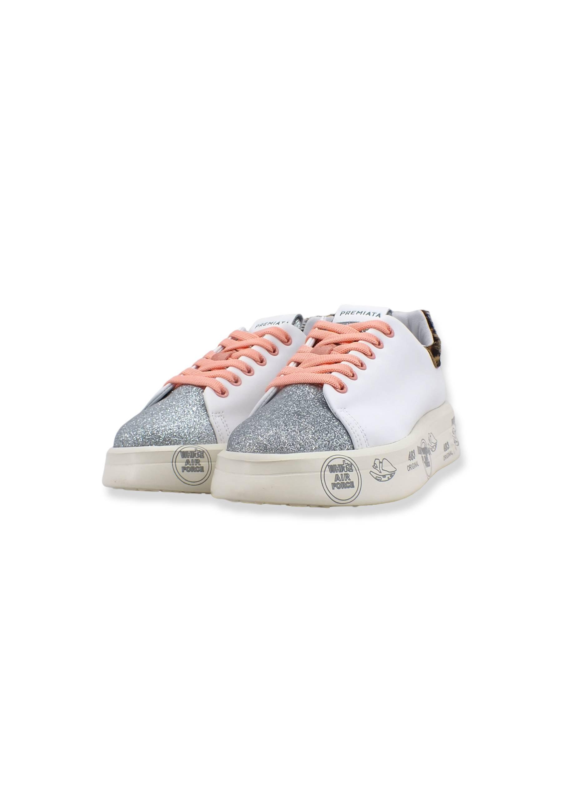 PREMIATA Sneaker Platform Glitter Donna White Silver Leo BELLE5988 - Sandrini Calzature e Abbigliamento