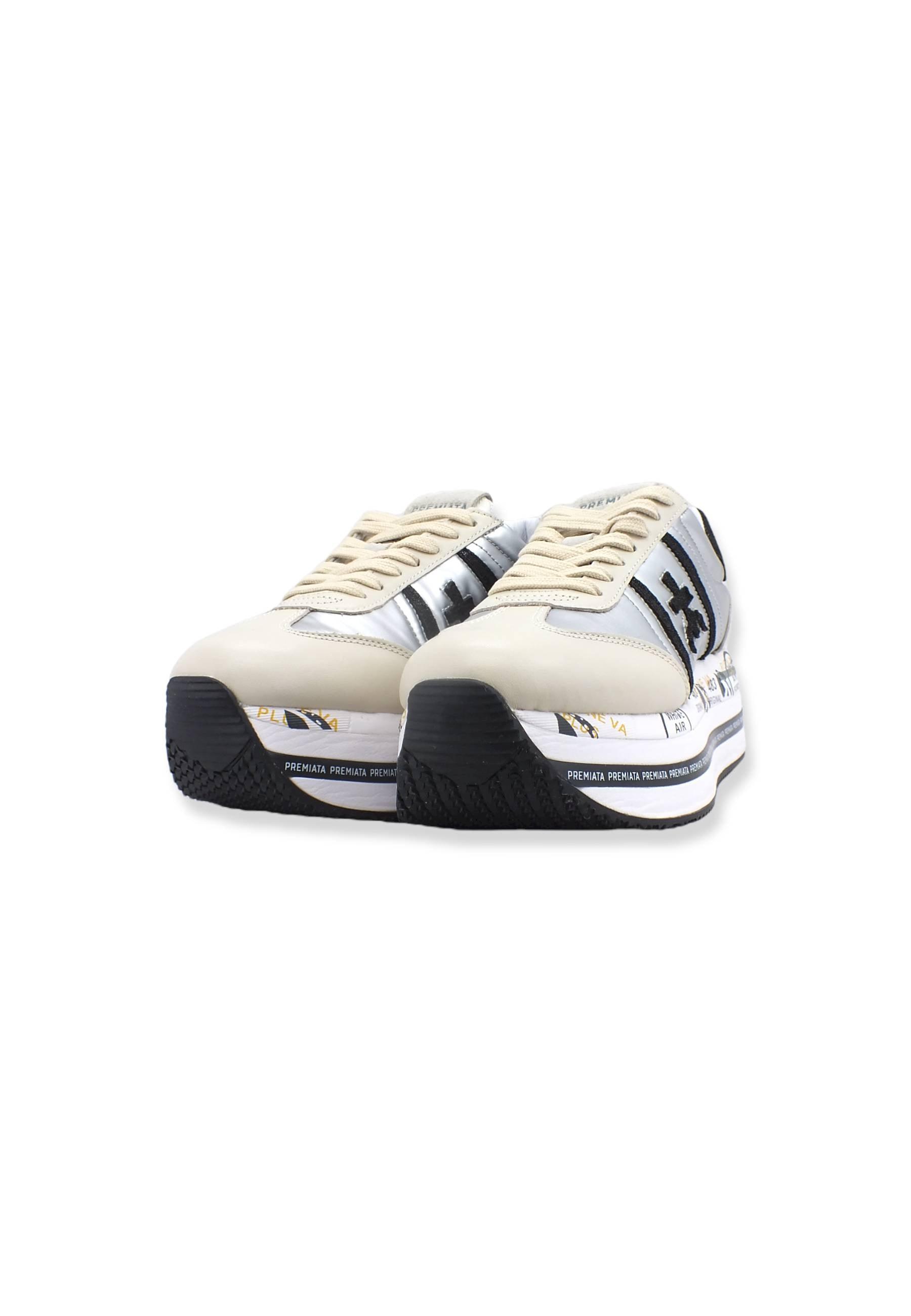 PREMIATA Sneaker Platform Running Donna Lamè Beige Silver Black BETH6013 - Sandrini Calzature e Abbigliamento