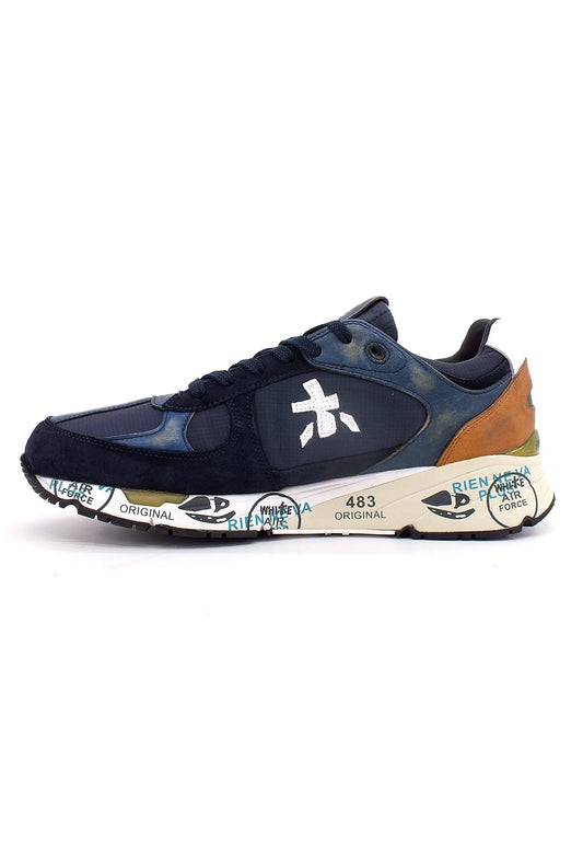 PREMIATA Sneaker Running Uomo Blu Navy Cuoio MASE3927 - Sandrini Calzature e Abbigliamento