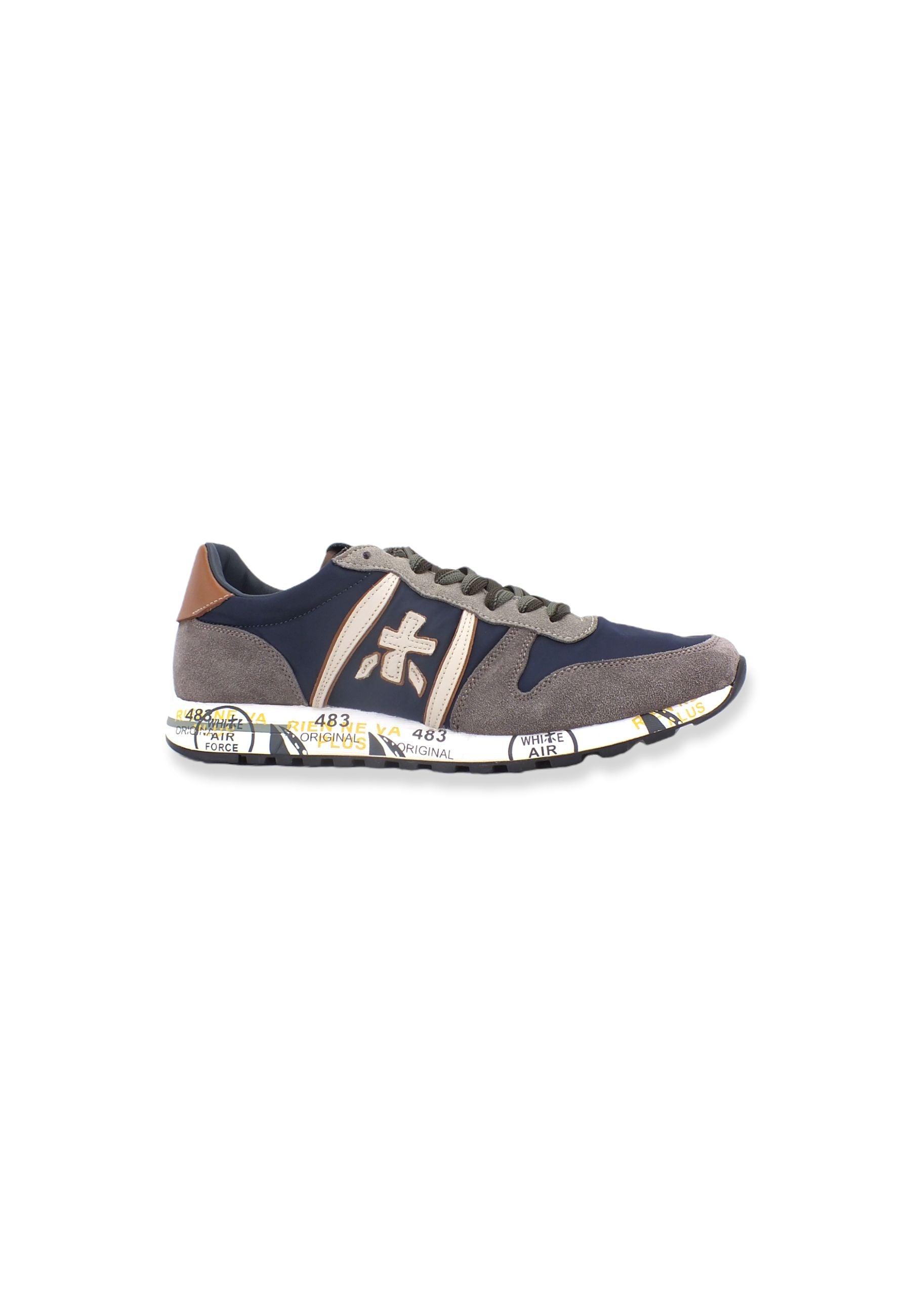 PREMIATA Sneaker Running Uomo Grey Navy Cognac ERIC5377 - Sandrini Calzature e Abbigliamento