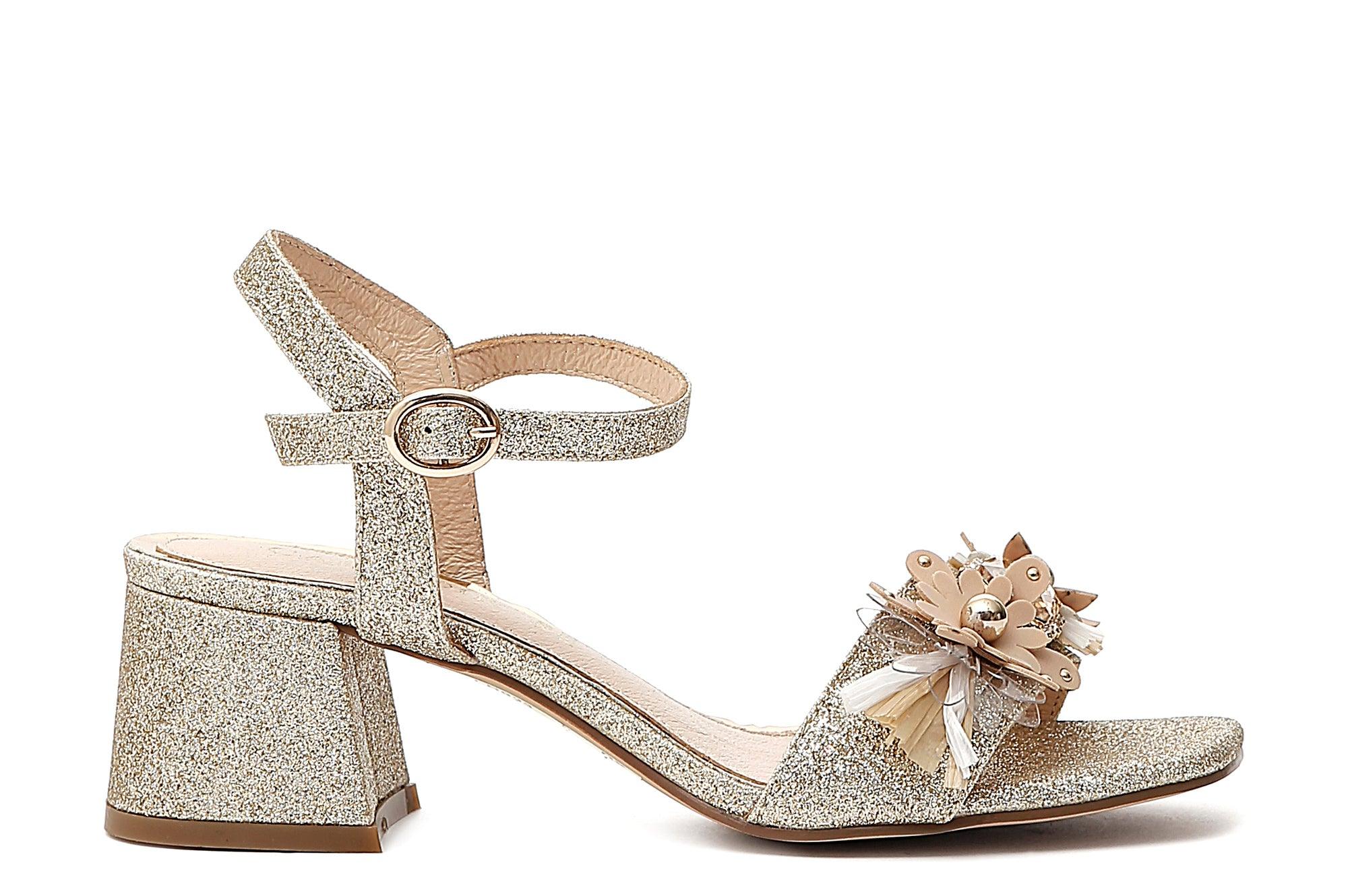 SANDALO CON STRASS E FIORI IN GLITTER - Sandrini Calzature e Abbigliamento