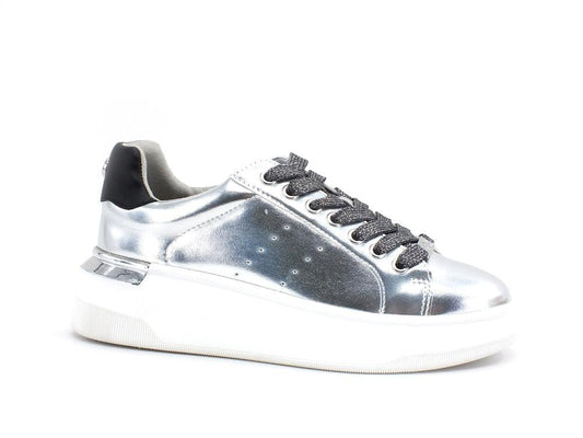 STEVE MADDEN Glacial Sneaker Platform Laminato Retro Silver Metallic GLAC02S1 - Sandrini Calzature e Abbigliamento