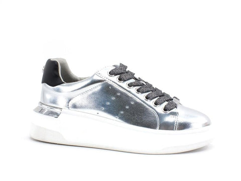 STEVE MADDEN Glacial Sneaker Platform Laminato Retro Silver Metallic GLAC02S1 - Sandrini Calzature e Abbigliamento