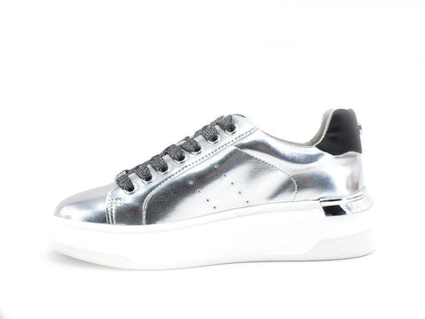 STEVE MADDEN Glacial Sneaker Platform Laminato Retro Silver Metallic GLAC02S1 - Sandrini Calzature e Abbigliamento