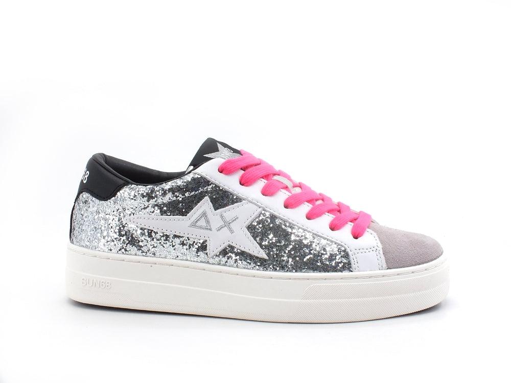 SUN68 Betty Sneaker Running Glitter Argento Z41238 - Sandrini Calzature e Abbigliamento