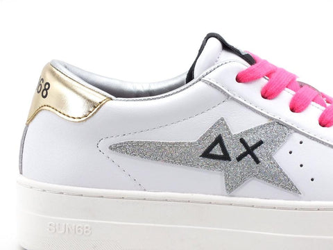 SUN68 Betty Sneaker Running Glitter Bianco Argento Z41237 - Sandrini Calzature e Abbigliamento